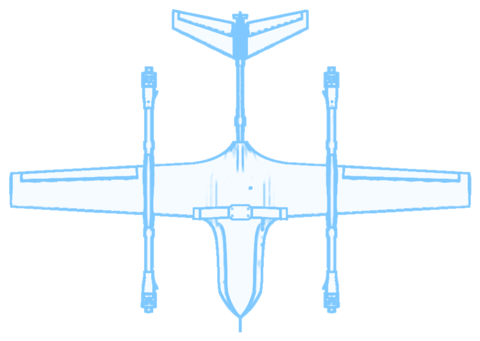 Blueprint line drawing of the R26 from below